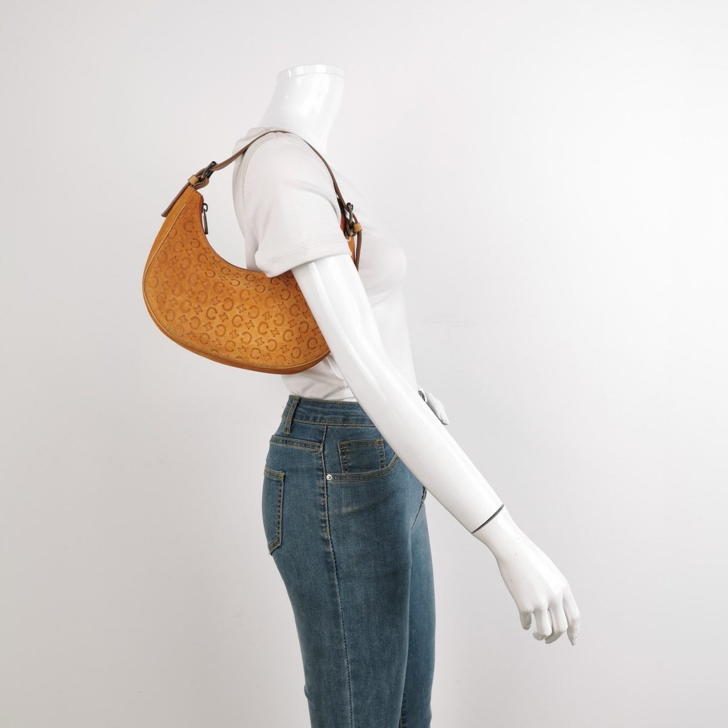 Celine Ava Hobo Pumpkin Caramel Brown Suede Leather Shoulder Bag