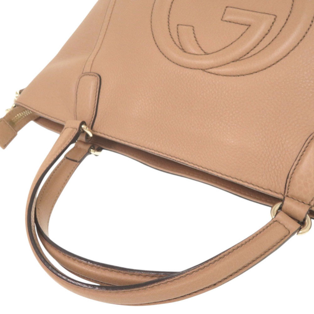 GUCCI Handbag 369176 leather pink beige Soho