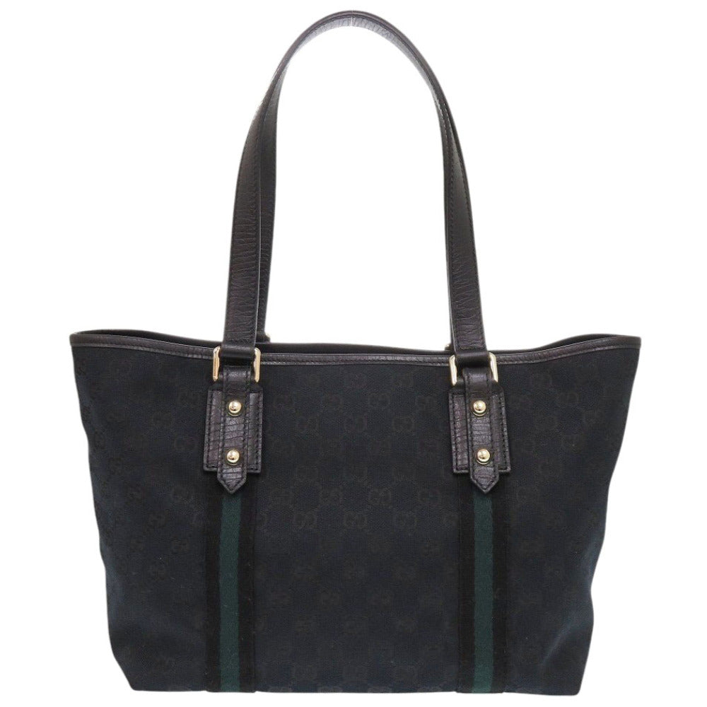 GUCCI Tote Bag 137396 canvas black GG Sherry line Women