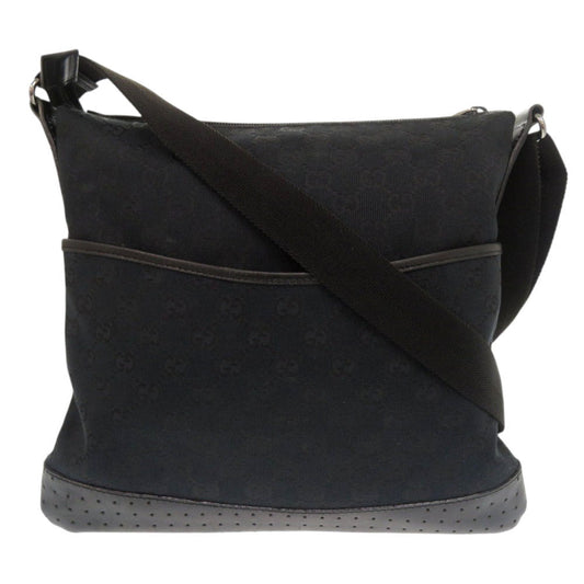 GUCCI Shoulder Bag 145857 GG canvas, leather black Women