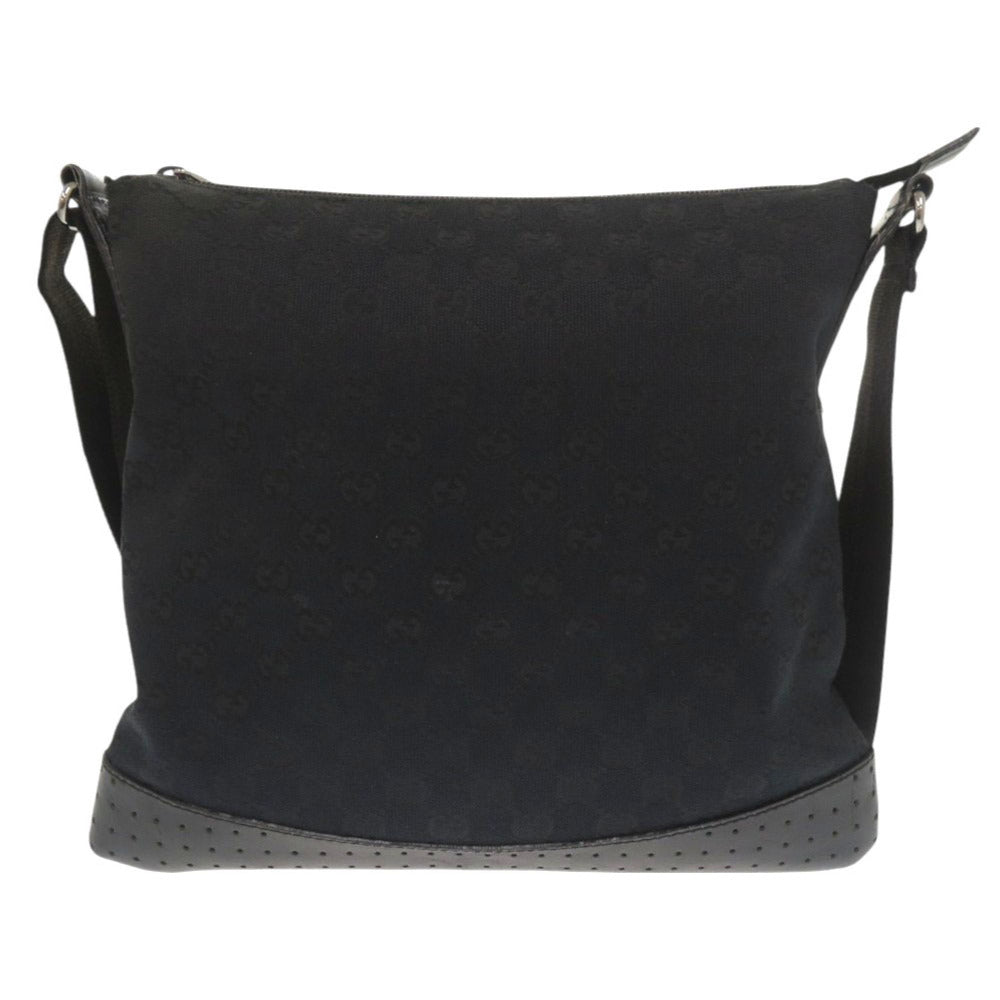 GUCCI Shoulder Bag 145857 GG canvas, leather black Women