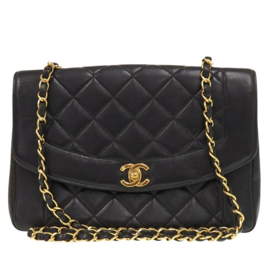 CHANEL Shoulder Bag lambskin black Diana Matelasse COCO Mark Women