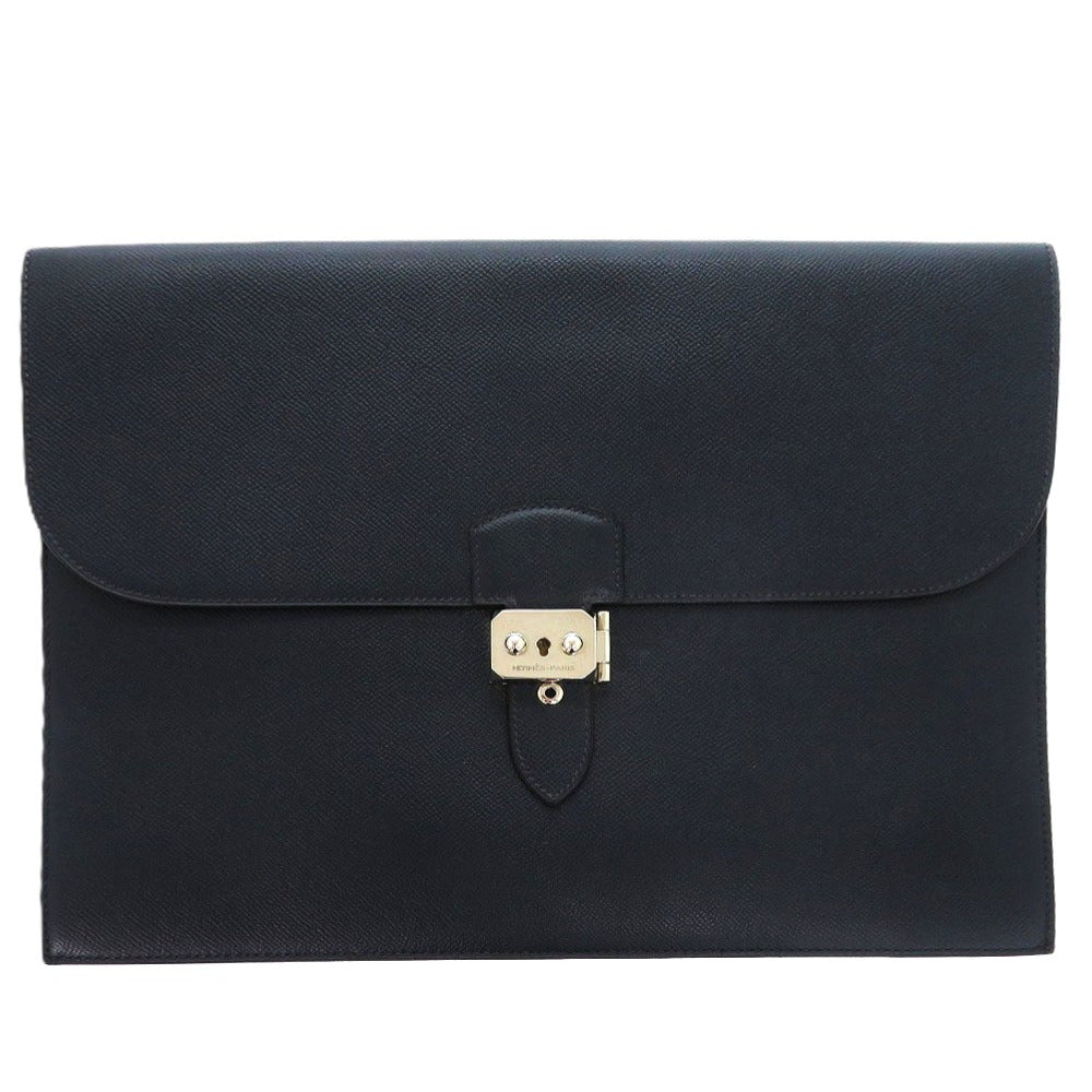 HERMES Clutch bag Courchevel Navy Sac Adepeche