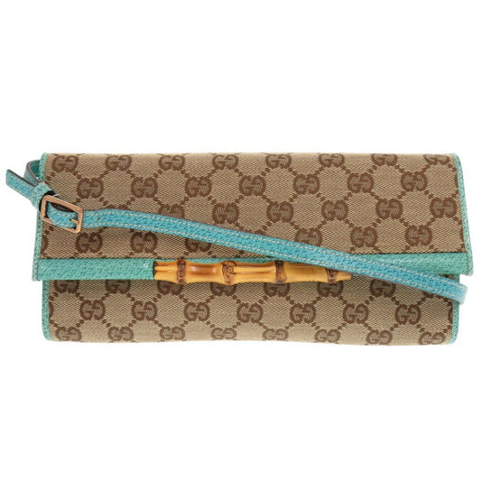 GUCCI Shoulder Bag 117594 GG canvas Blue type Bamboo Women