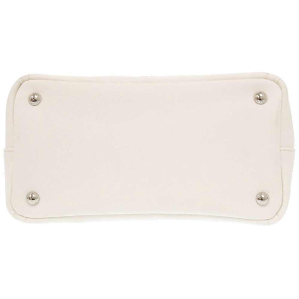 PRADA Tote Bag canvas white Canapa Punching