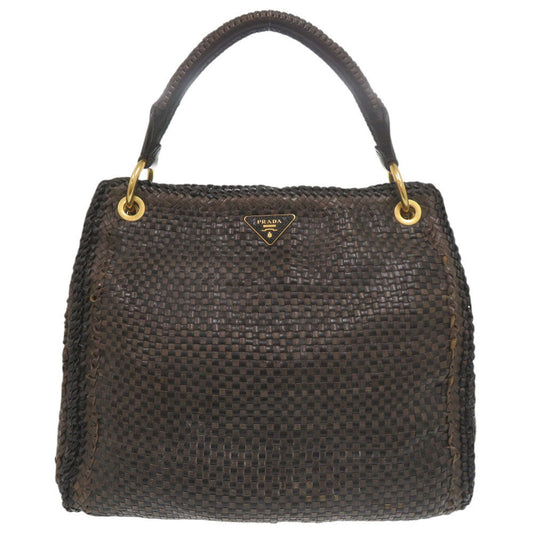 PRADA Shoulder Bag BR4801 leather Brown Madras