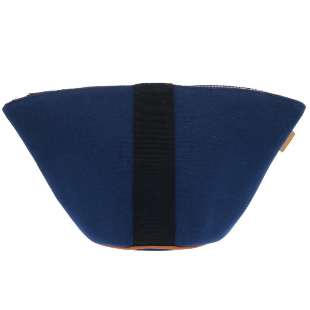 HERMES Pouch Canvas, Cotton Indigo blue Palmir Trapezoid Pouch