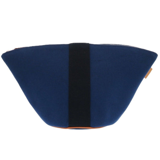 HERMES Pouch Canvas, Cotton Indigo blue Palmir Trapezoid Pouch