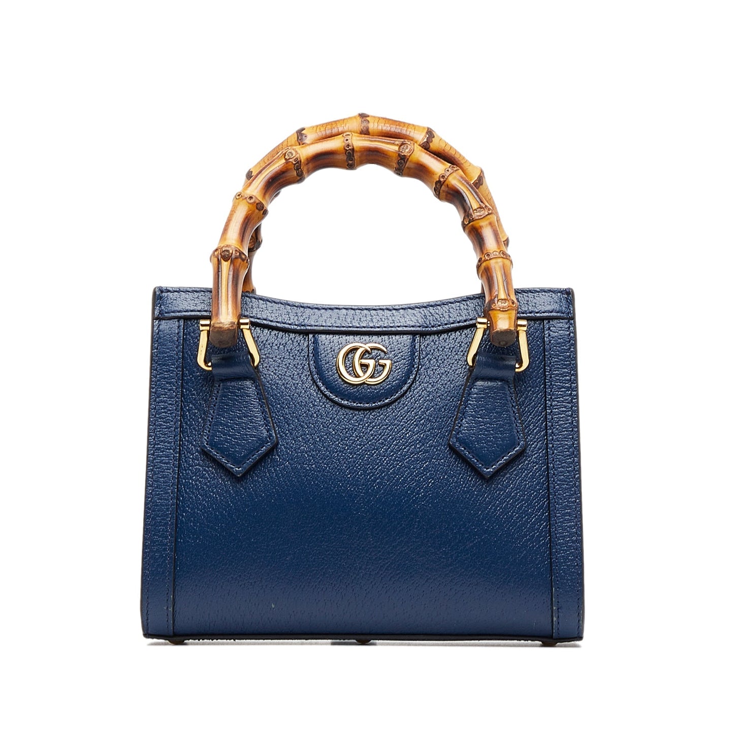 Gucci Bamboo Blue Leather Shoulder Bag