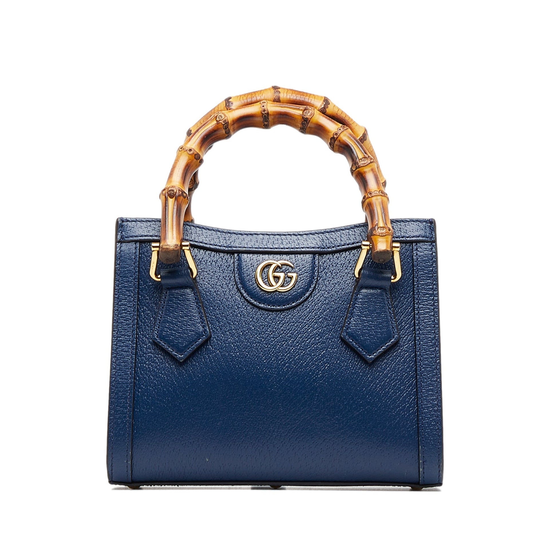 Gucci Bamboo Blue Leather Shoulder Bag