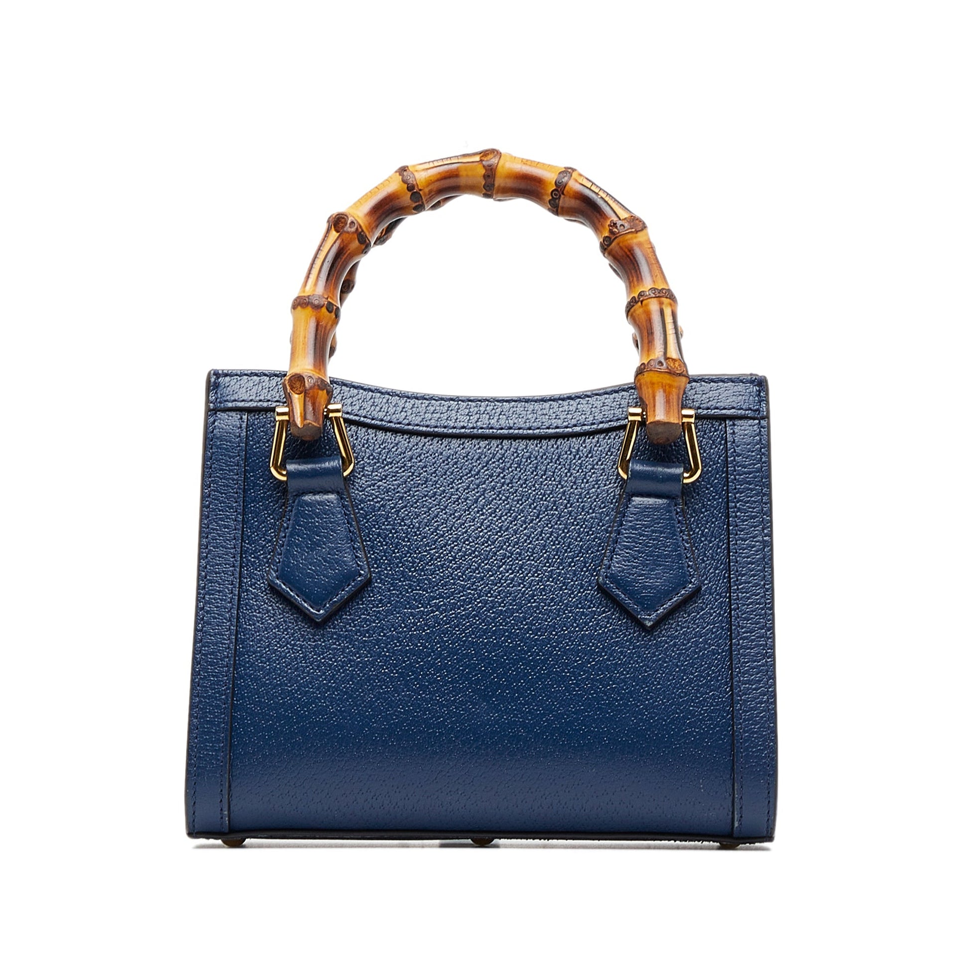 Gucci Bamboo Blue Leather Shoulder Bag