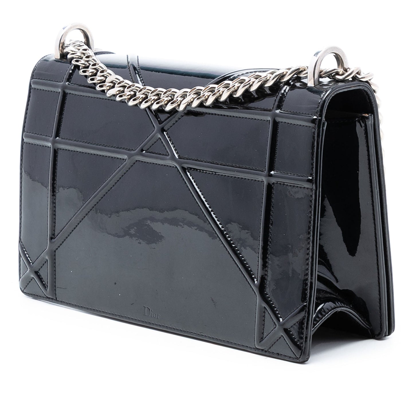 Black Dior Medium Patent Diorama Flap Crossbody Bag