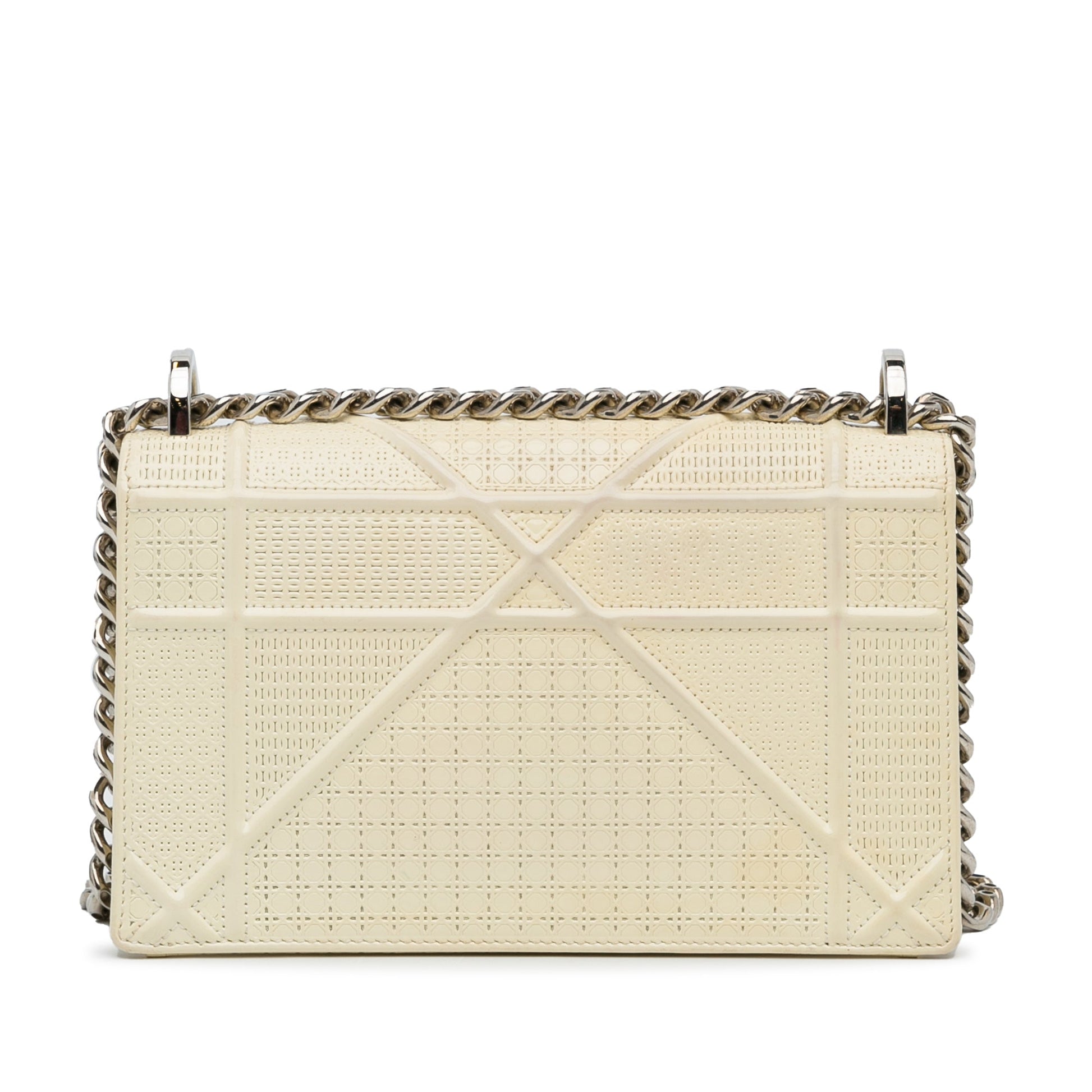 White Dior Medium Patent Diorama Crossbody Bag