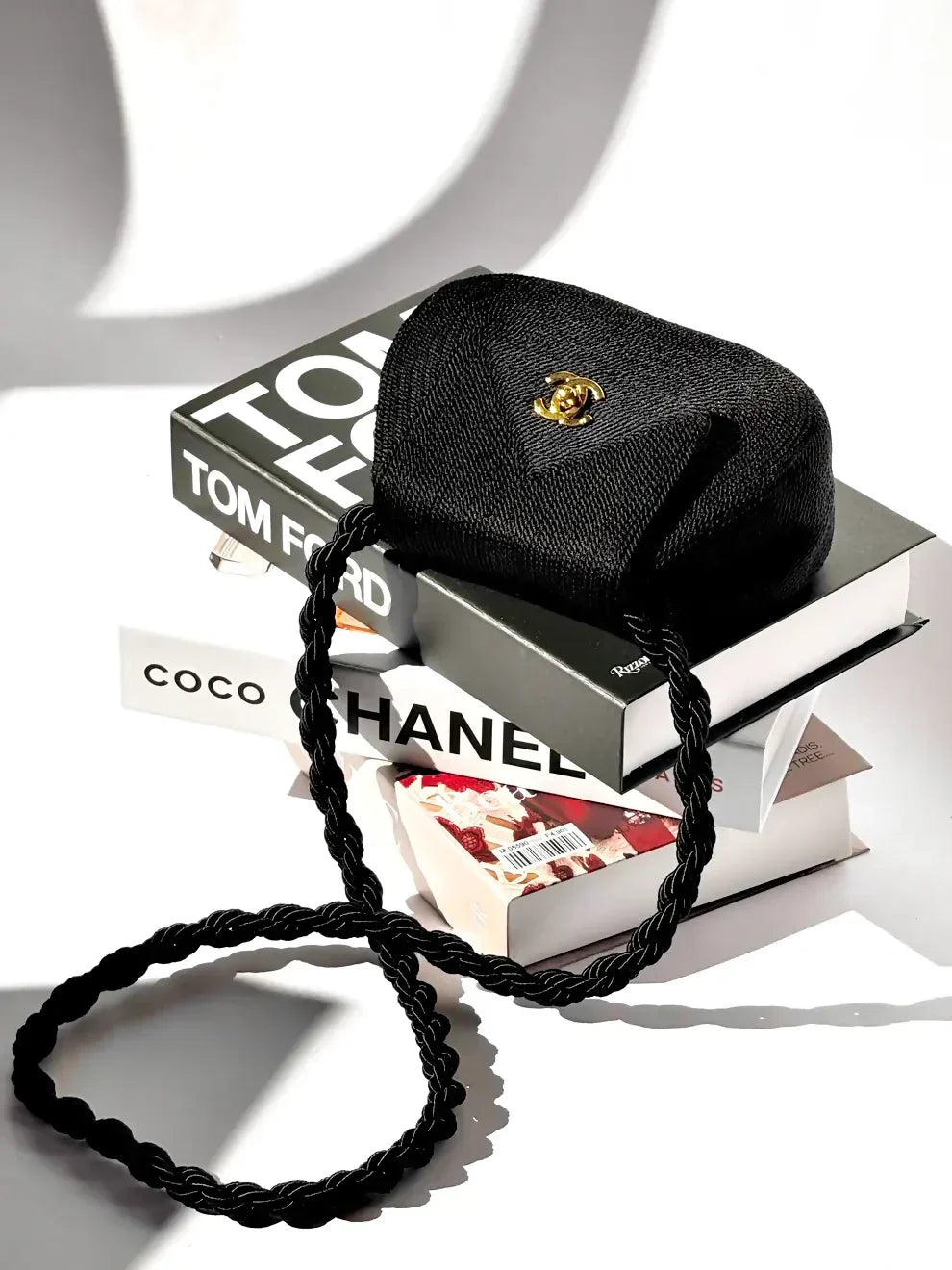 Chanel 1997 Limited Edition Black Cord CC Turn Clasp Bag