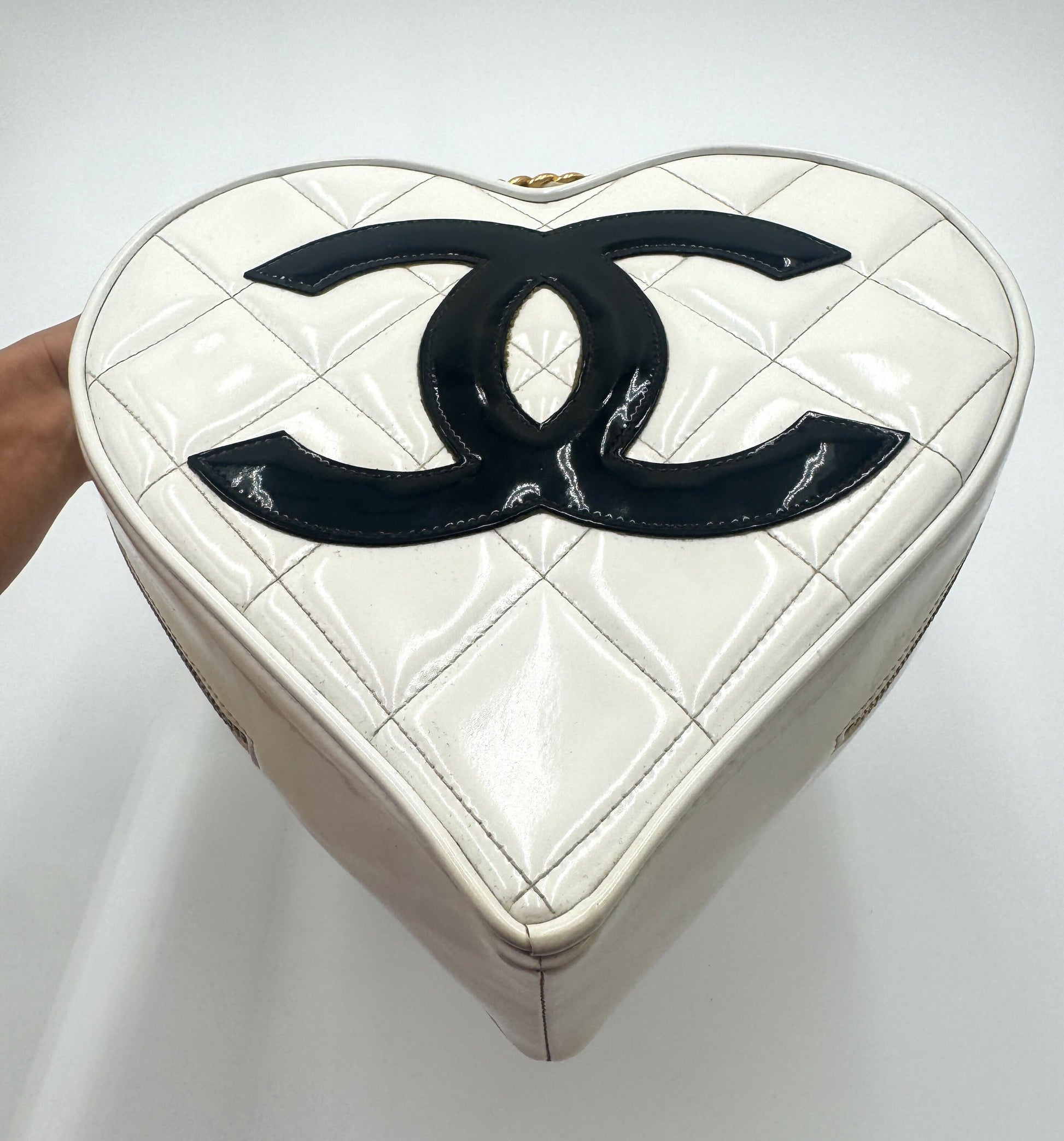 Chanel 1995 Barbie Heart White Vanity Bag