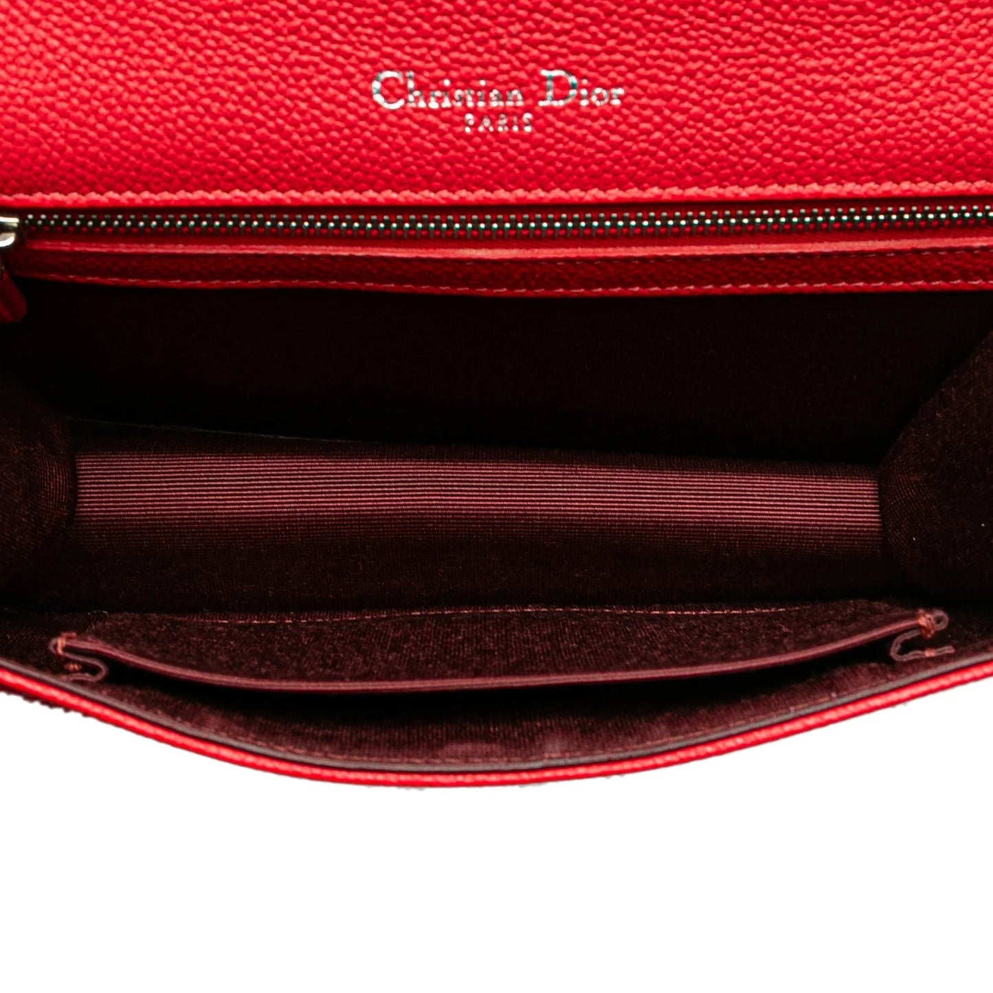 Red Dior Small Grained Calfskin Diorama Flap Crossbody Bag