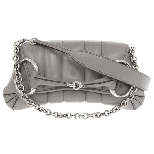 GUCCI Shoulder Bag 764339 leather gray Horsebit