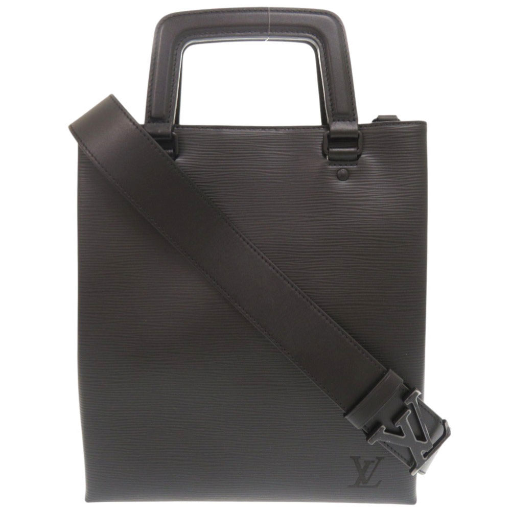 LOUIS VUITTON Handbag Epi Leather Noir Epi Sac Plat fold