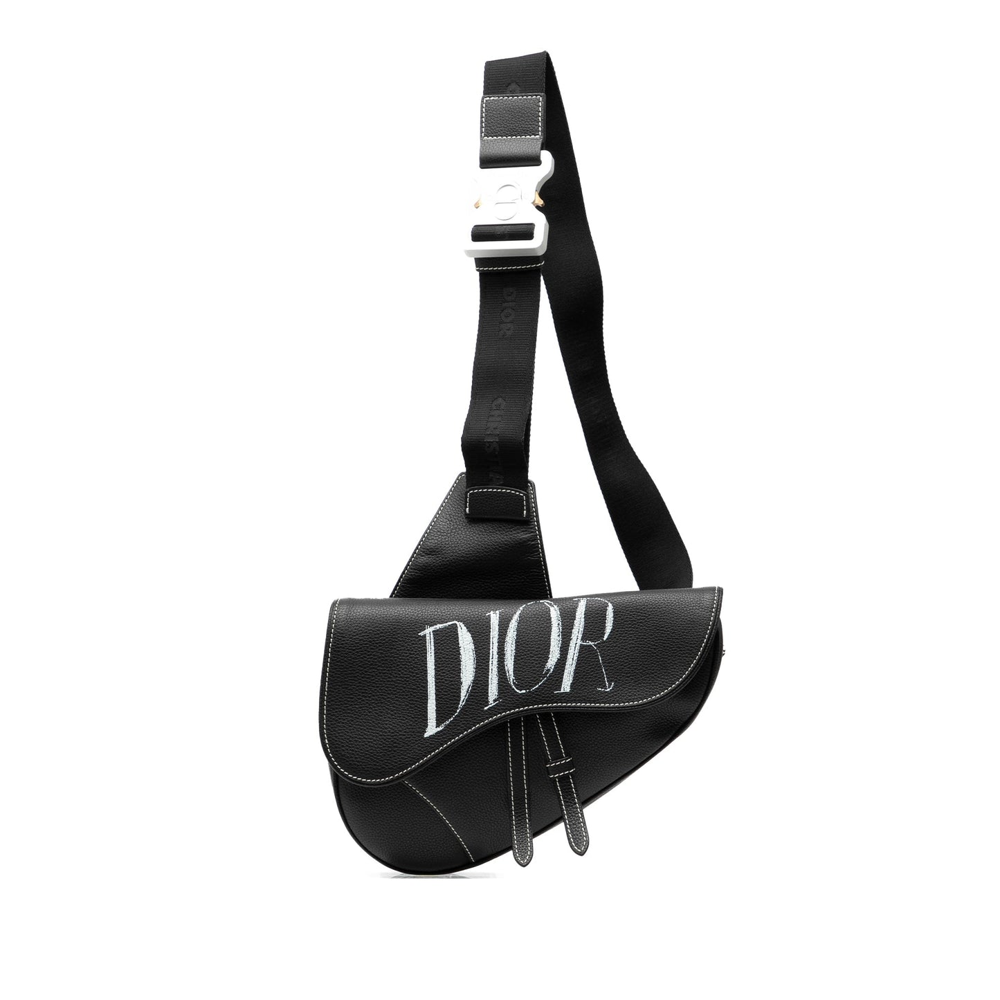 Black Dior Alex Foxton Grained Calfskin Saddle Bag