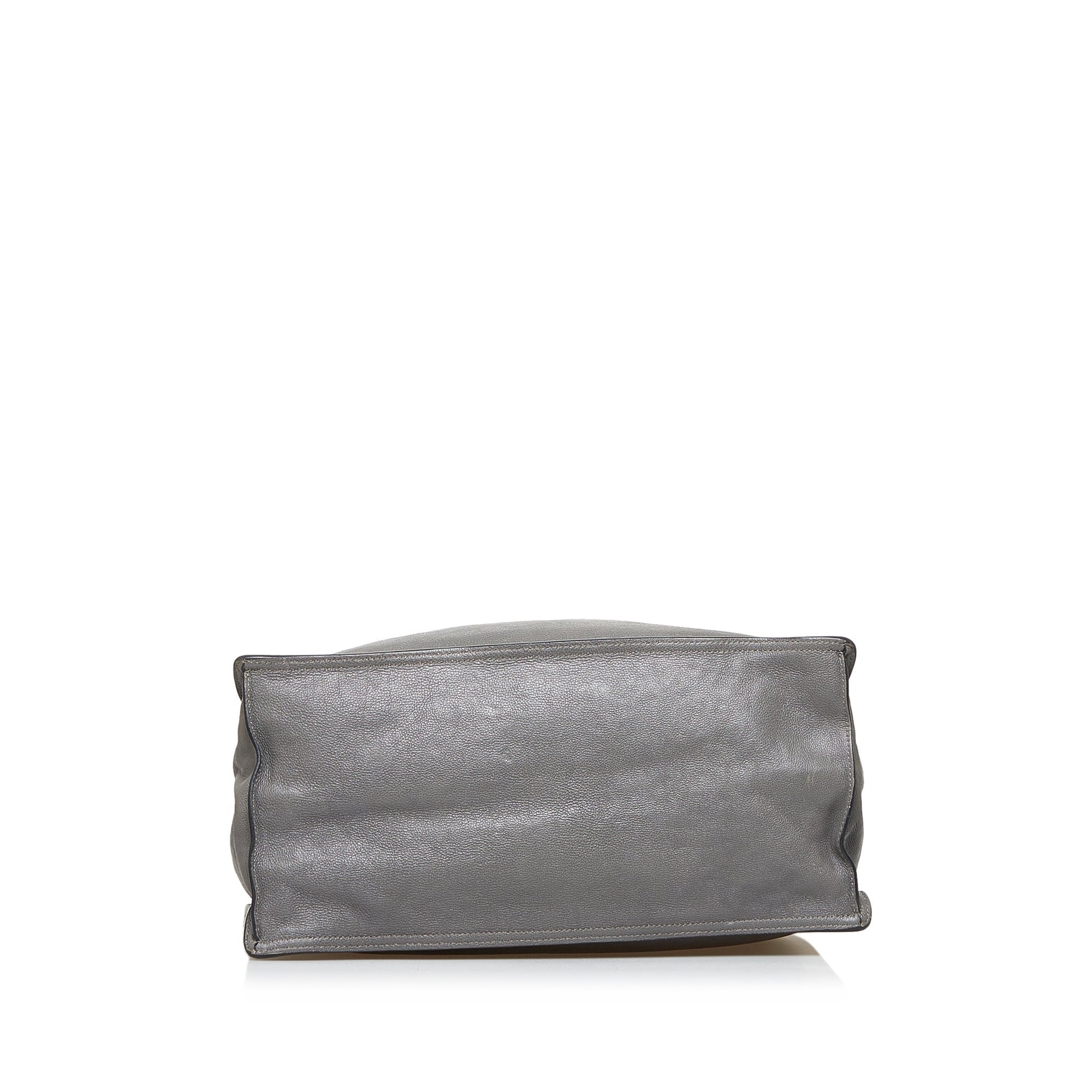 Gray Prada Glace Calf Etiquette Tote Bag