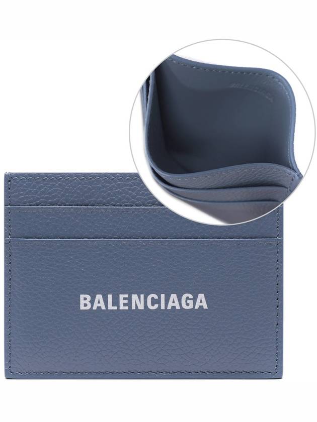 Luxury Balenciaga Trending 2026 Logo Calfskin Card Wallet Blue