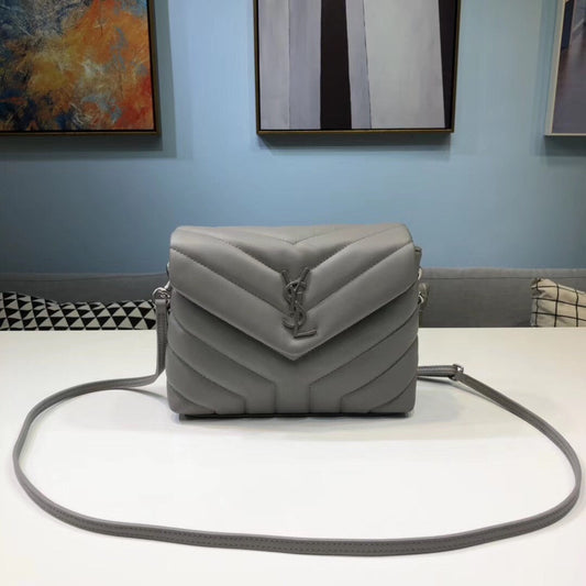 Yves Saint Laurent Loulou Mini Shoulder Bag Grey 7in/