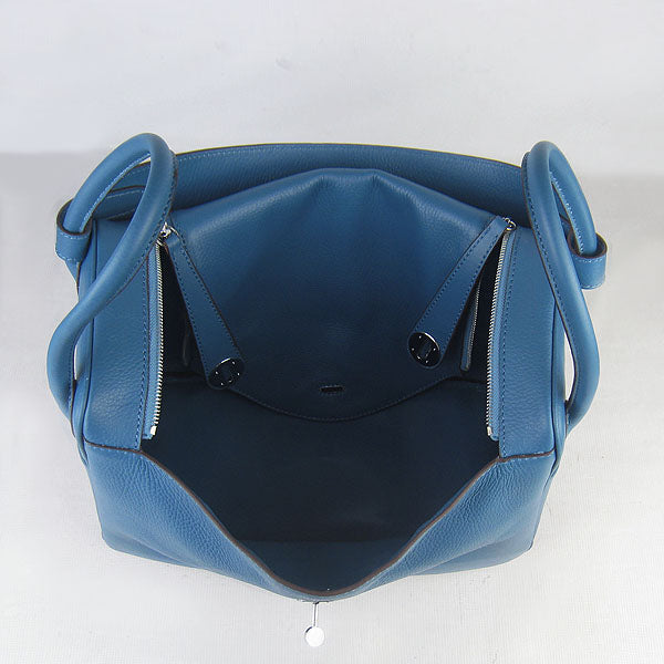 Luxury Hermes Lindy 34cm handbag 6208 blue Silver