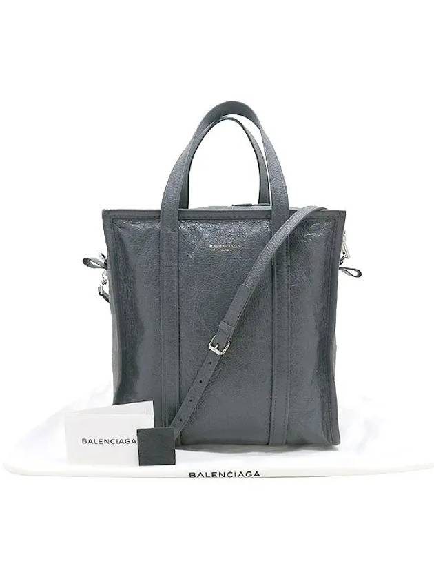Luxury Balenciaga Trending 2026 513990 Gray color leather small bazaar shopper tote bag shoulder strap