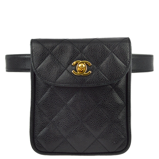 Chanel Black Caviar Belt Bum Bag 75 30