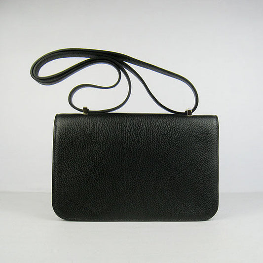 Luxury Hermes Calf Leather Message Bag Black Golden