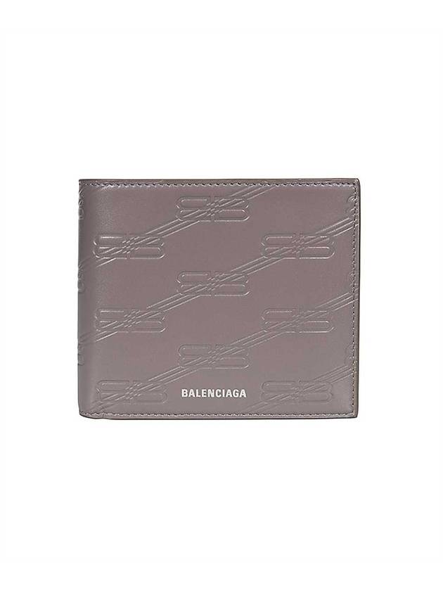 Luxury Balenciaga Trending 2026 BB Monogram Box Half Wallet Grey