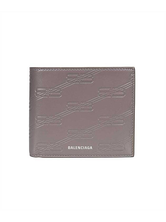 Luxury Balenciaga Trending 2026 BB Monogram Box Half Wallet Grey