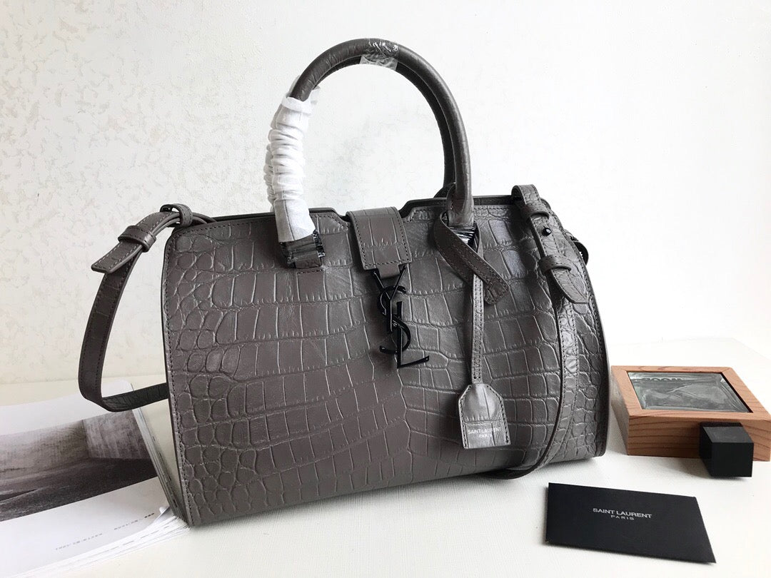 Yves Saint Laurent Monogram Cabas Small Gray Luxury Handbag