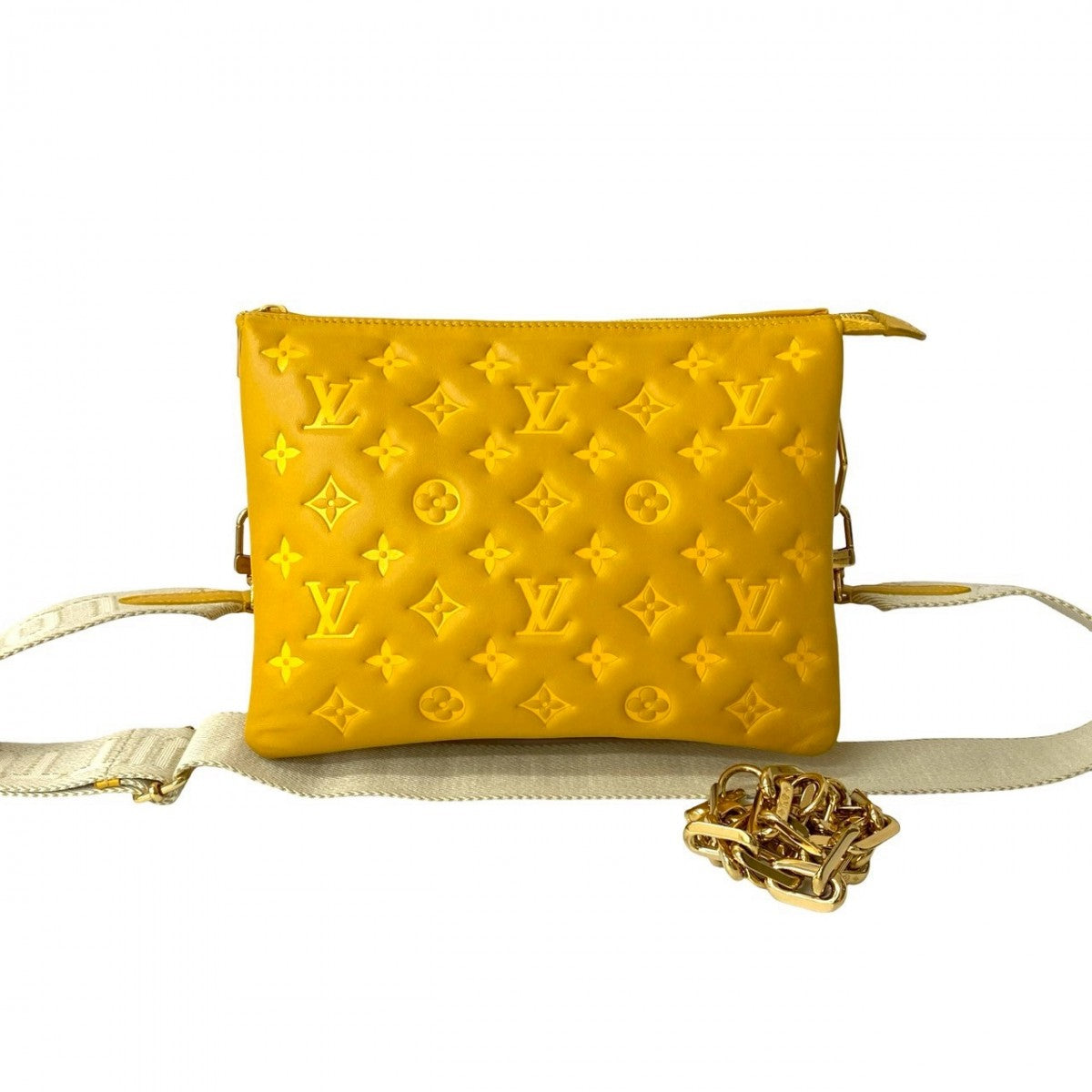 LOUIS VUITTON Shoulder Bag leather yellow Monogram Ann Platt Kussan PM