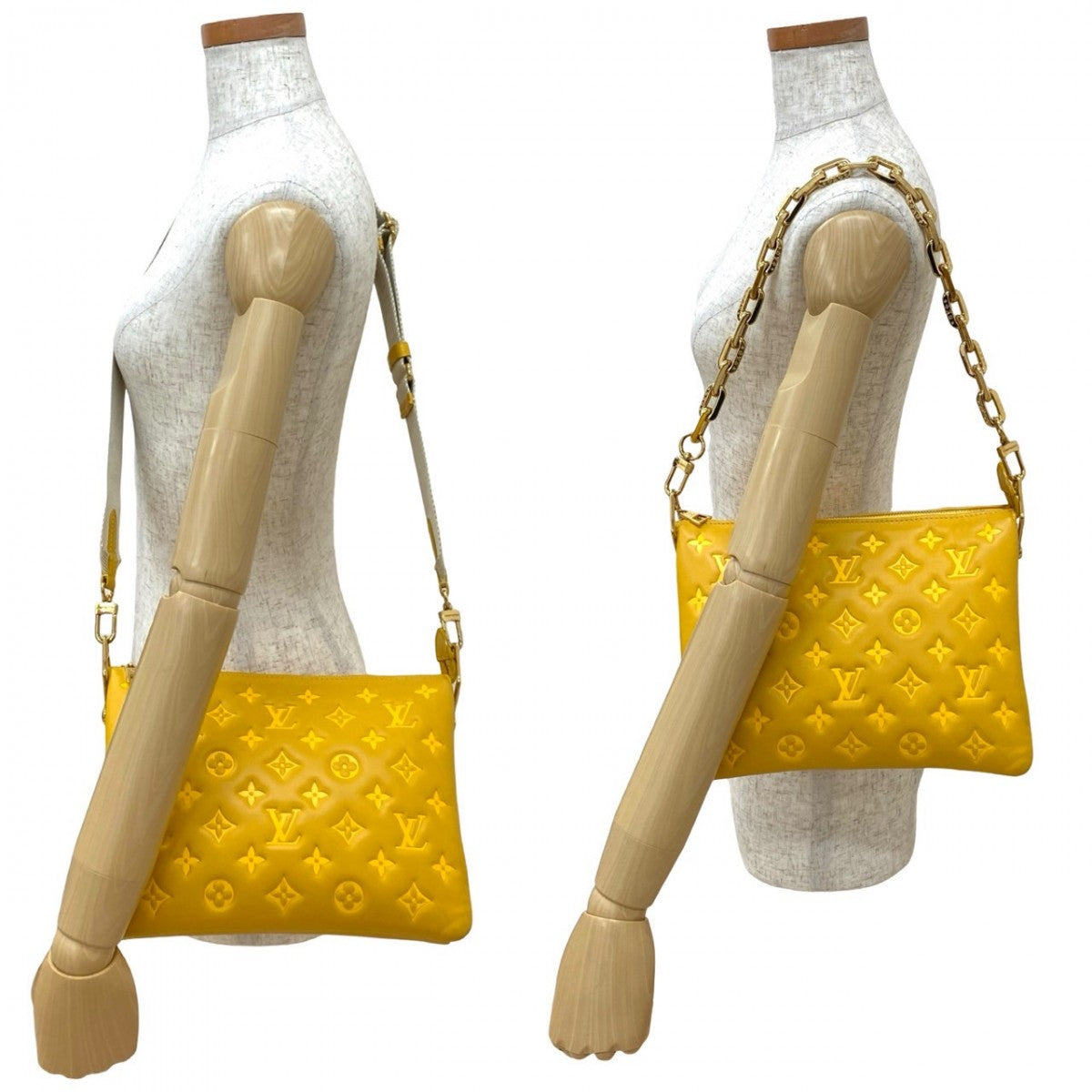 LOUIS VUITTON Shoulder Bag leather yellow Monogram Ann Platt Kussan PM