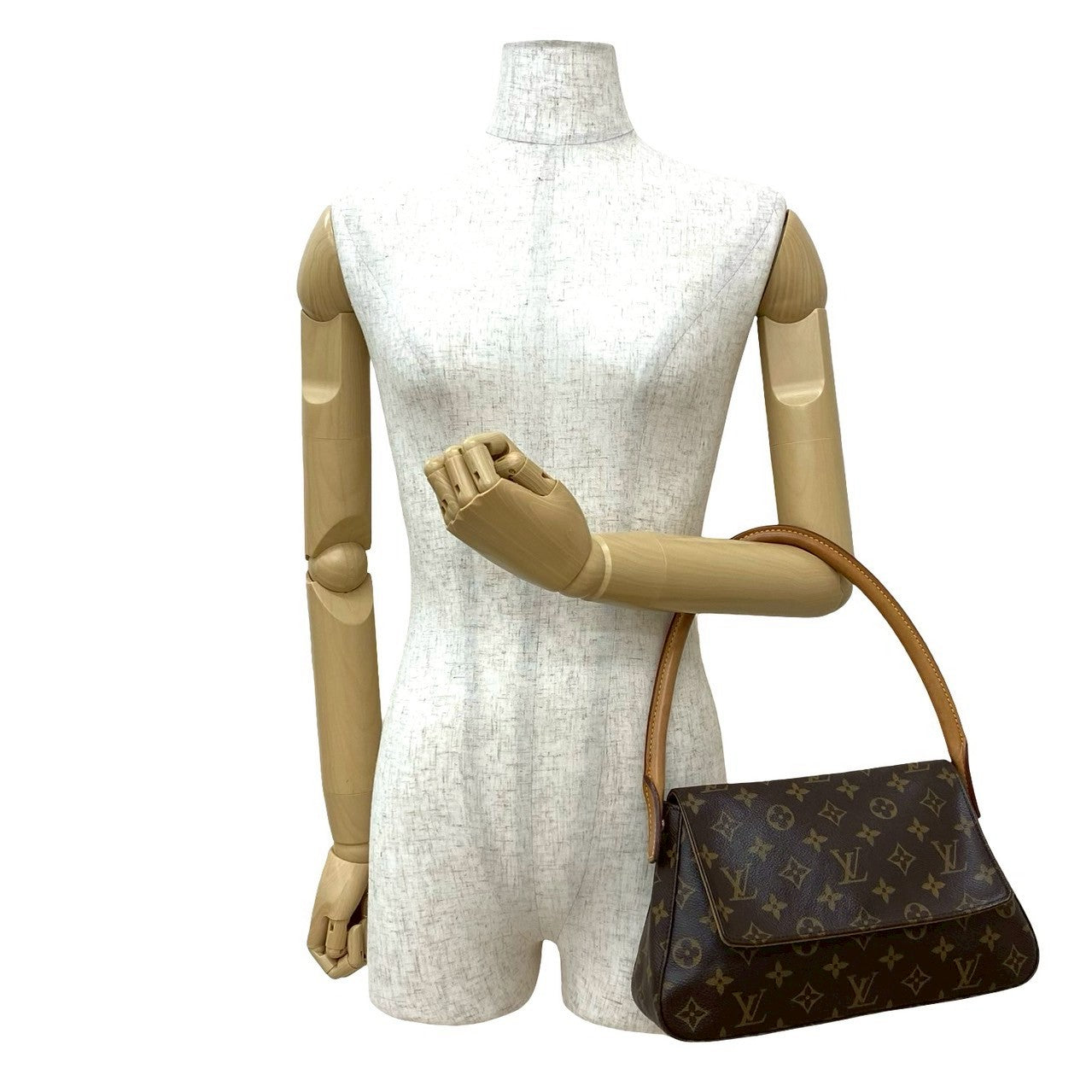 LOUIS VUITTON Handbag leather Brown Monogram Mini Looping