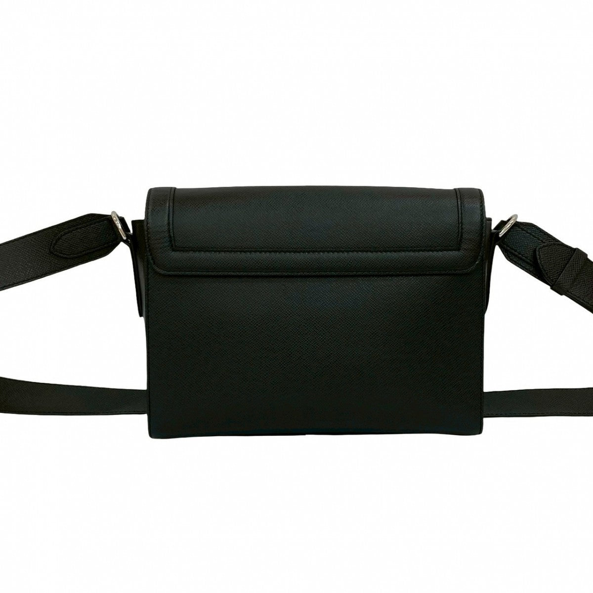 LOUIS VUITTON Shoulder Bag leather black Taiga new flap messenger
