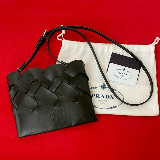 PRADA Shoulder Bag leather black