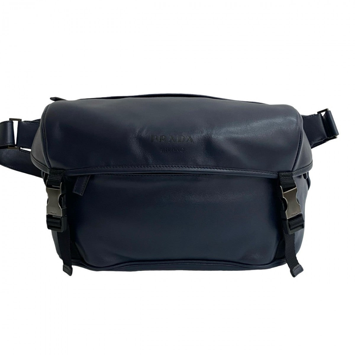 PRADA Shoulder Bag leather Navy - Style 3