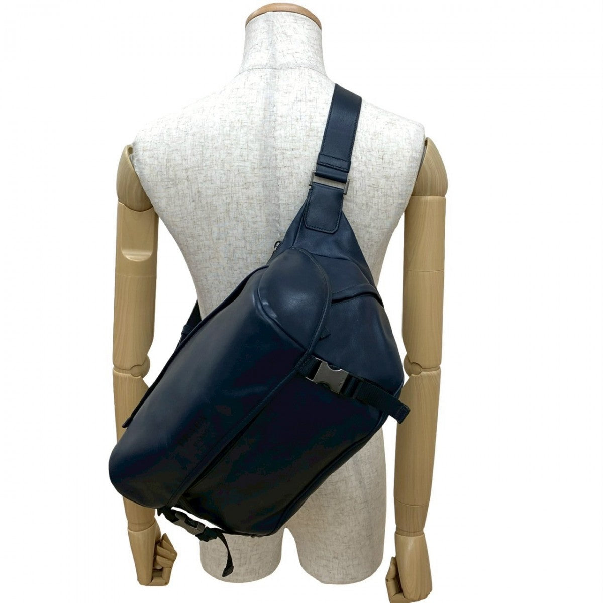 PRADA Shoulder Bag leather Navy - Style 3
