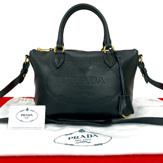 PRADA Shoulder Bag leather black