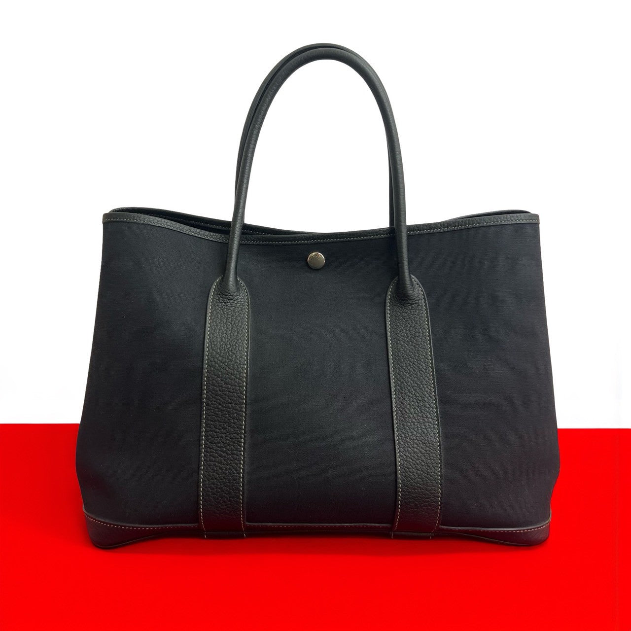 HERMES Tote Bag Towar Officier black Garden party PM