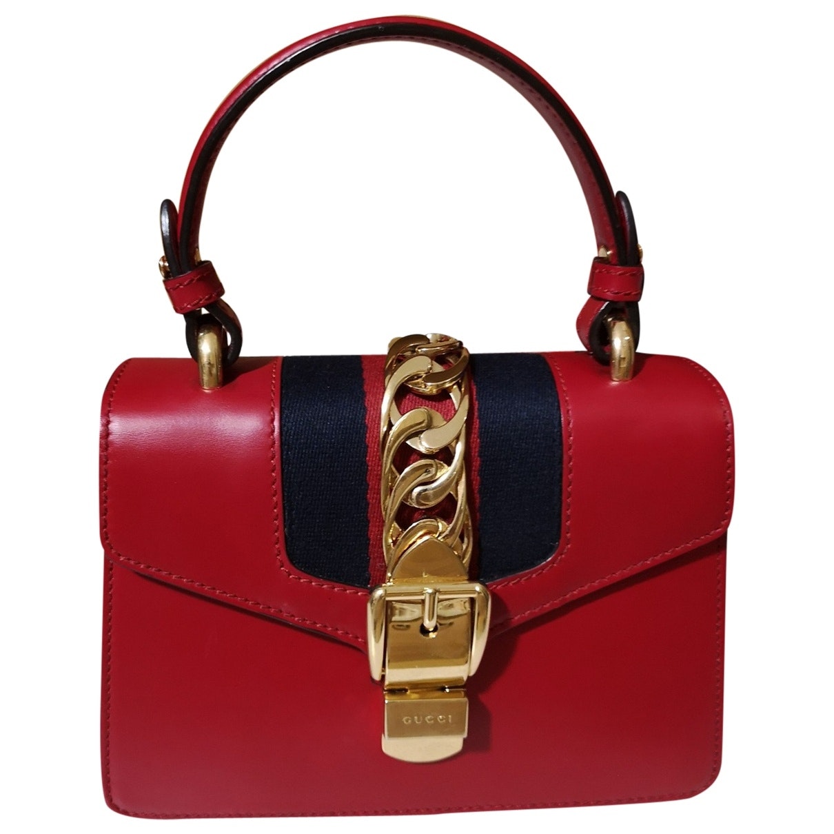 Gucci sylvie red leather handbag