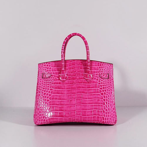 Luxury Hermes Birkin 30cm Crocodile Leather Bag With Strap Rose Gold