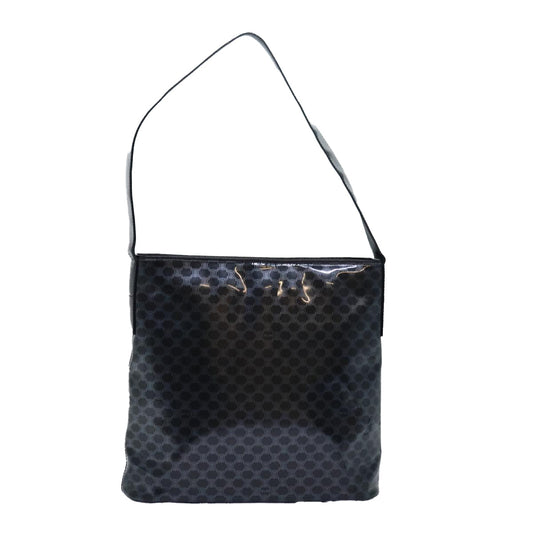 Luxury CELINE Macadam Canvas Enamel Shoulder Bag Black 80084