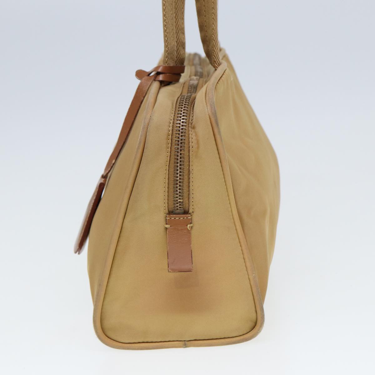PRADA Nylon Hand Bag Beige Auth