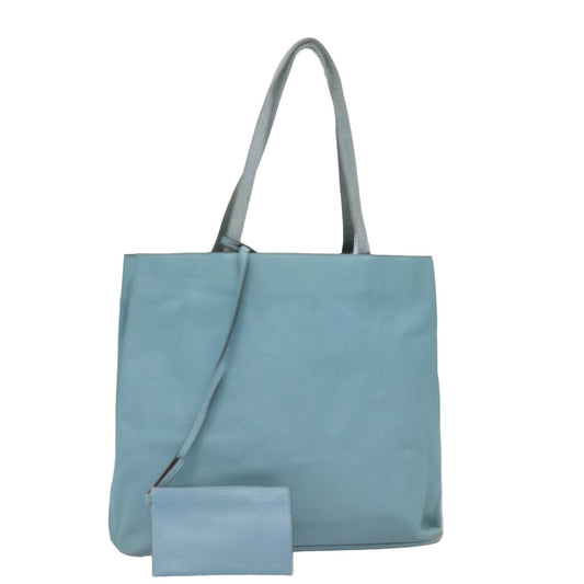 PRADA Leather Shoulder Bag Light Blue Auth