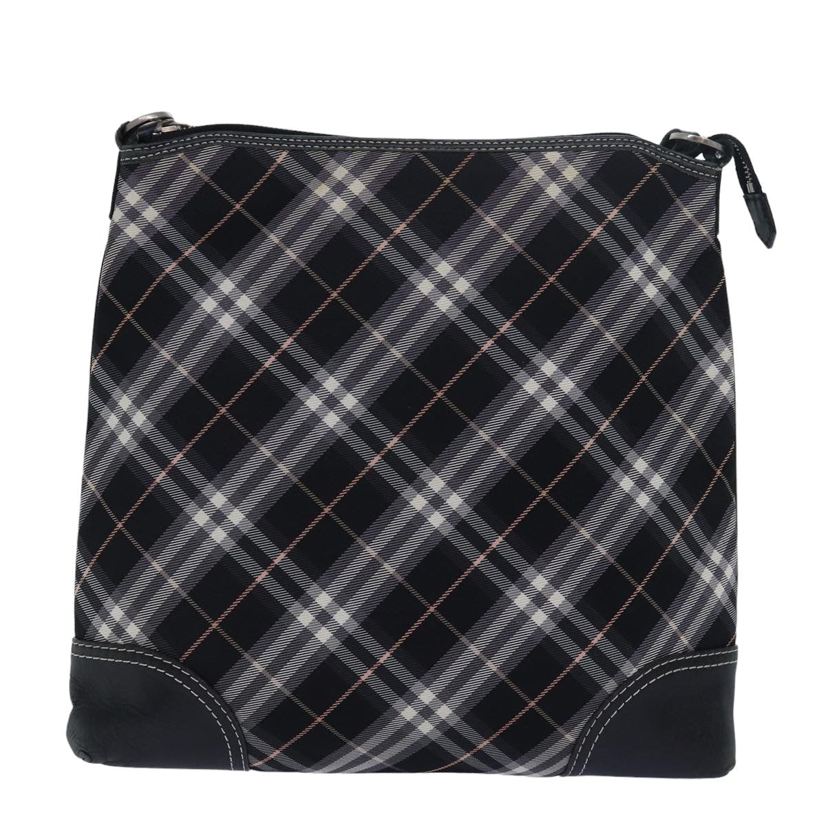 Burberry Nova Check Blue Label Shoulder Bag Nylon Black Auth 80167