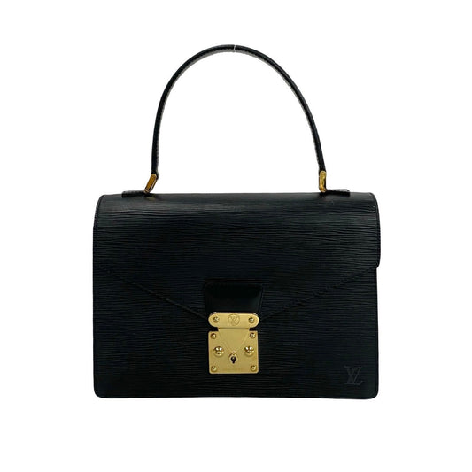 LOUIS VUITTON Handbag leather black Epi Concorde Women