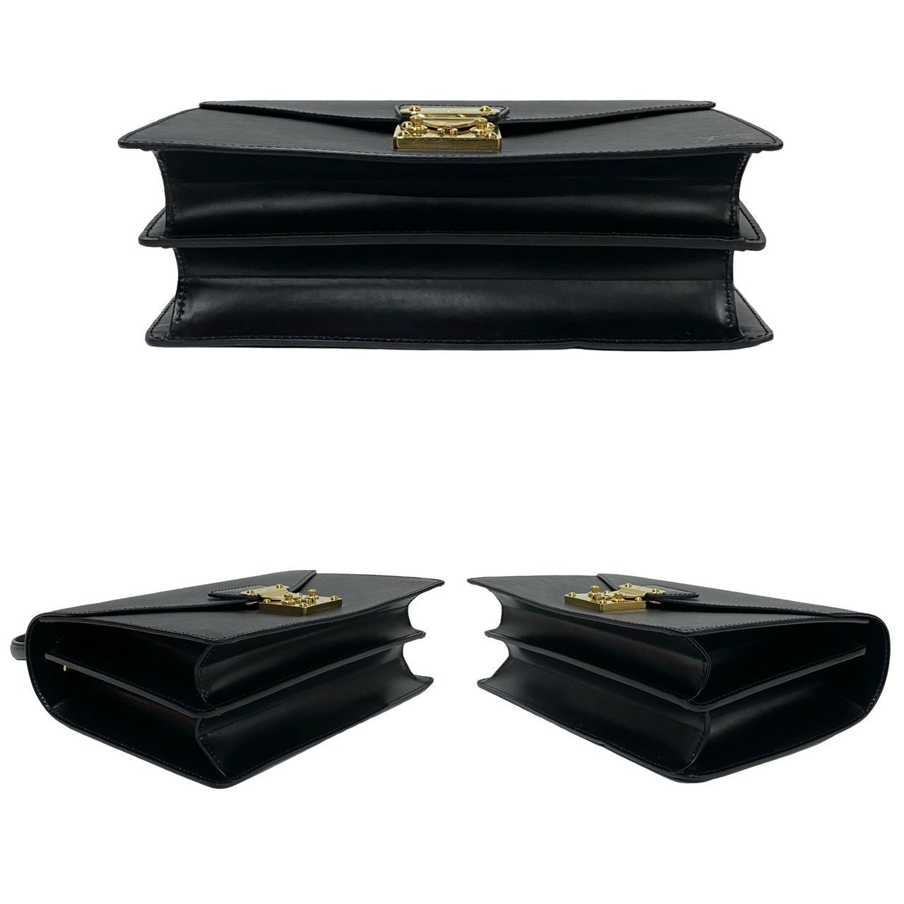 LOUIS VUITTON Handbag leather black Epi Concorde Women